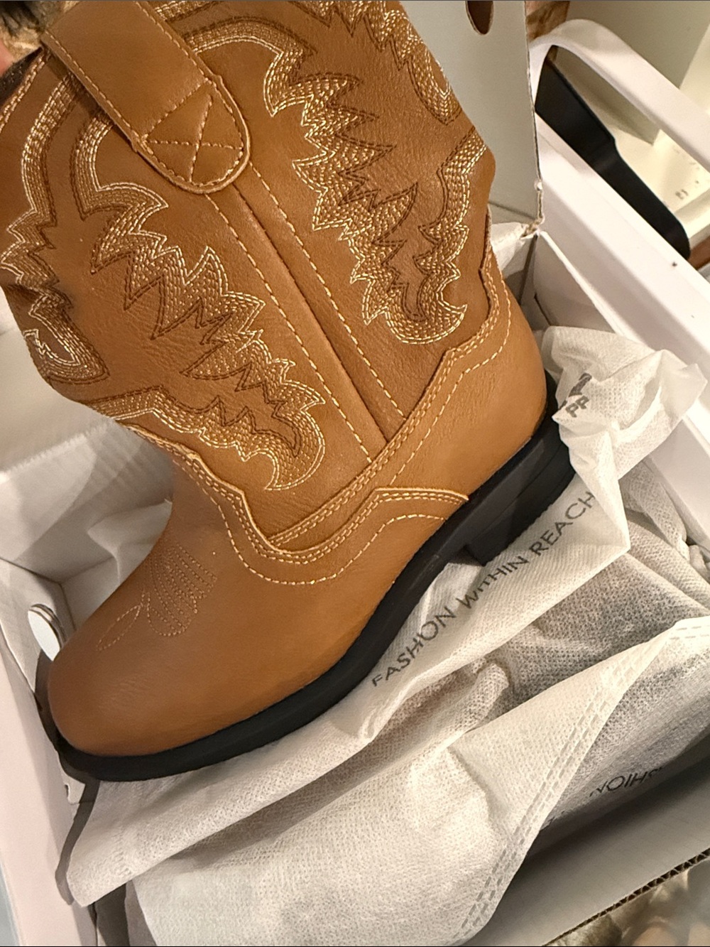 Dream Pairs Kids Cowboy Boots - Tan